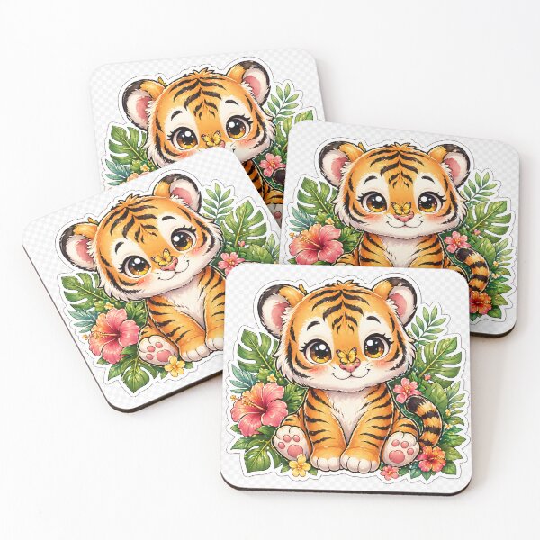 Item preview, Baby Tiger Cub Cute Kawaii India Jungle Sticker designed and sold by OsmosisShop.