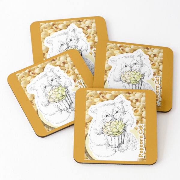 Item preview, Popcorn Cat (Ink Hand Drawing by ACCI designed and sold by VanyssaGraphics.