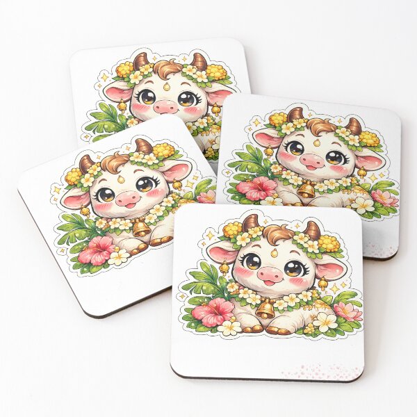 Item preview, Holy Cow Cute Kawaii Indian Sacred Cow Sticker designed and sold by OsmosisShop.