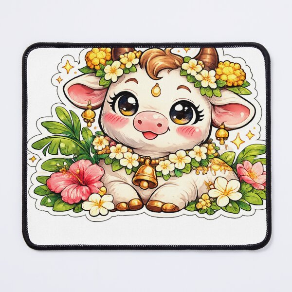 Item preview, Holy Cow Cute Kawaii Indian Sacred Cow Sticker designed and sold by OsmosisShop.