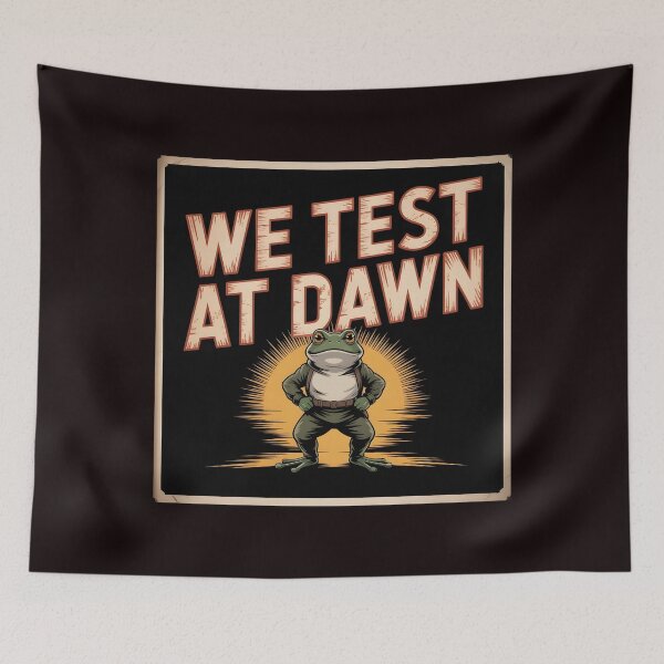 Item preview, We Test At Dawn Funny Frog Test Day – Final Exam Frog Meme Humor designed and sold by Redgiant87x.