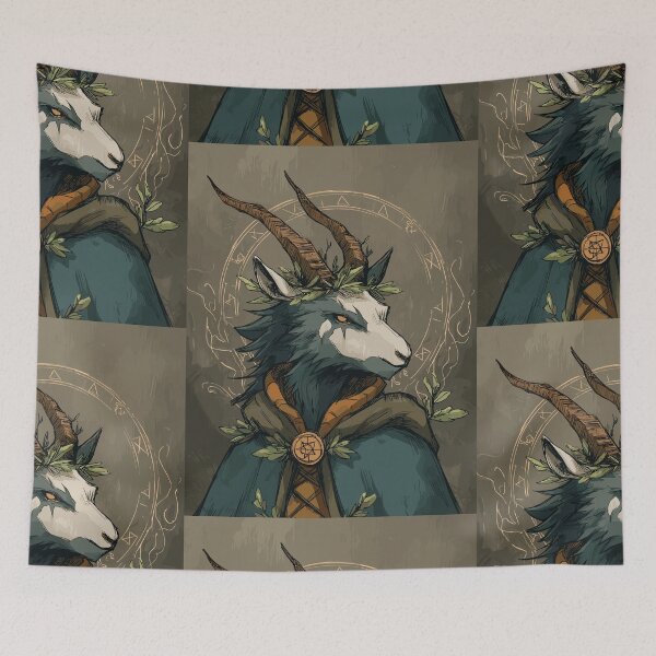 Item preview, Mythical Horned Shaman Portrait - Pagan Art designed and sold by bapupa.