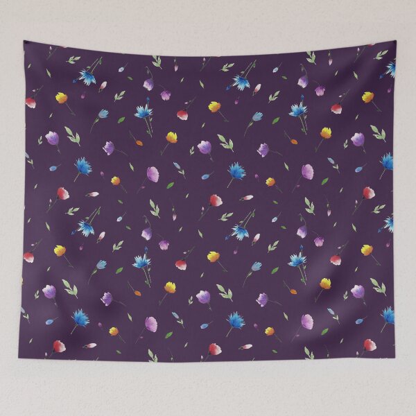 Item preview, Floral Minimal Patten Dark Violet background designed and sold by VitSArt.