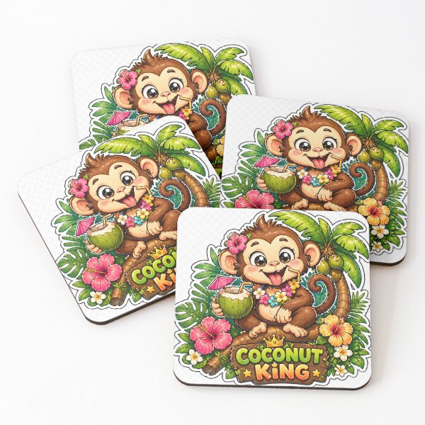 Item preview, Coconut King Monkey Funny Cute India Sticker designed and sold by OsmosisShop.