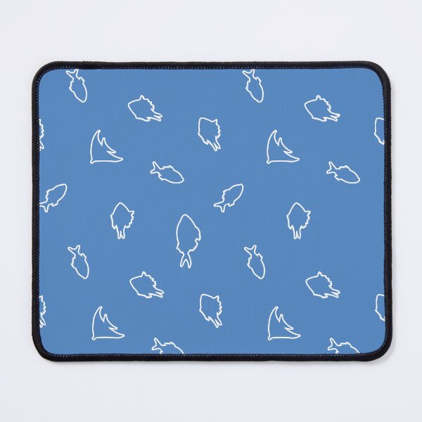 Item preview, Seamless pattern of white fish outline on marina color background designed and sold by VitSArt.