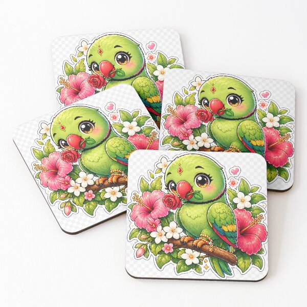 Item preview, Pretty Parrot Cute Kawaii Indian Bird Sticker designed and sold by OsmosisShop.