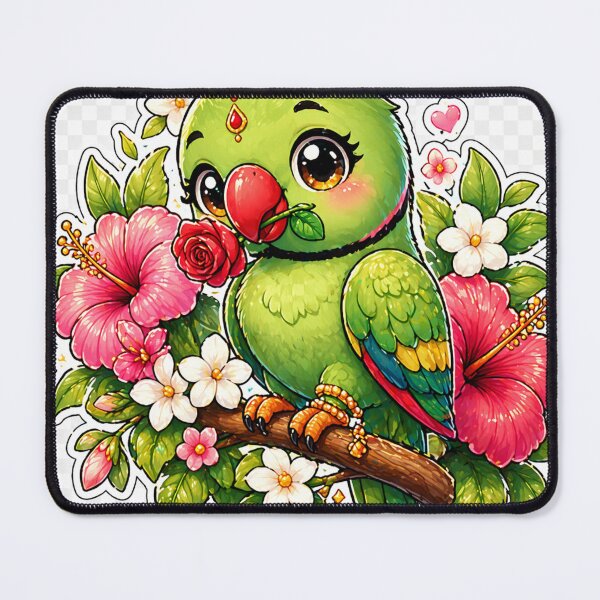 Item preview, Pretty Parrot Cute Kawaii Indian Bird Sticker designed and sold by OsmosisShop.
