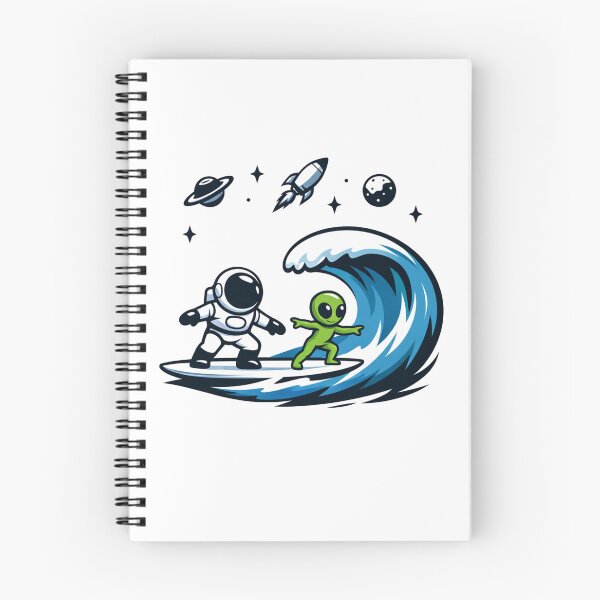 Item preview, Cosmic Surf Buddies: Astronaut and Alien Riding the Space Wave designed and sold by Owcomm.