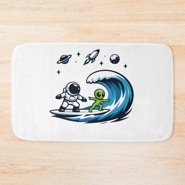 Item preview, Cosmic Surf Buddies: Astronaut and Alien Riding the Space Wave designed and sold by Owcomm.