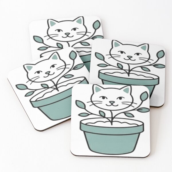 Item preview, Cute Minimal Cat Sticker – Plant Cat Kawaii Nature Design designed and sold by Velora Design .