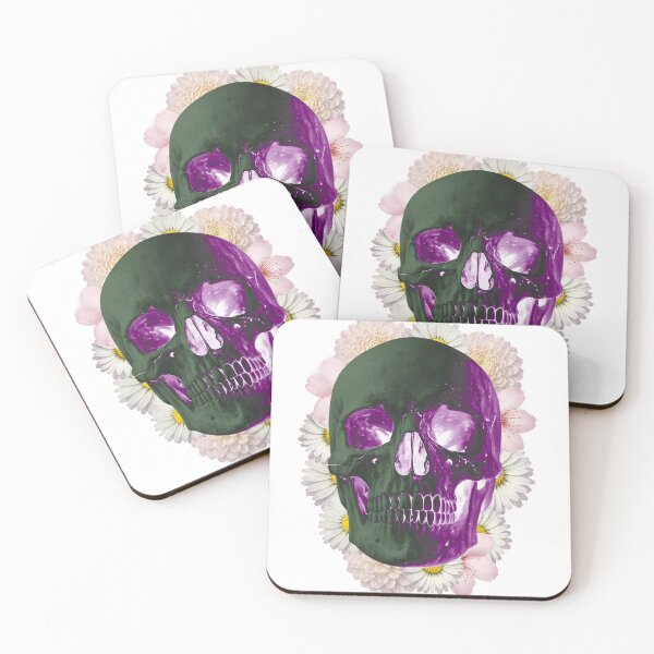 Item preview, skull in flowers, VHS vintage collage designed and sold by Glitch Ink.
