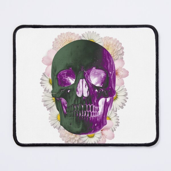 Item preview, skull in flowers, VHS vintage collage designed and sold by Glitch Ink.