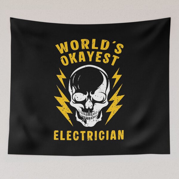 Item preview, World's Okayest Electrician - Funny Vintage Distressed Skull designed and sold by Dmetalx Art Apparel.