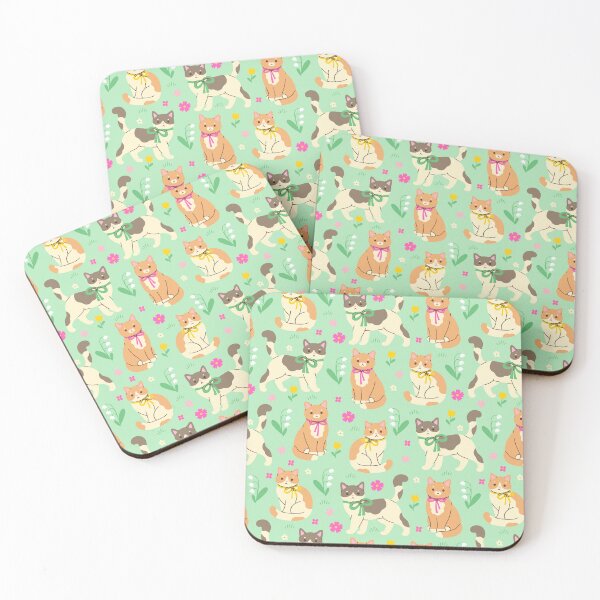 Item preview, cute cats wearing bows and flowers designed and sold by burbura.