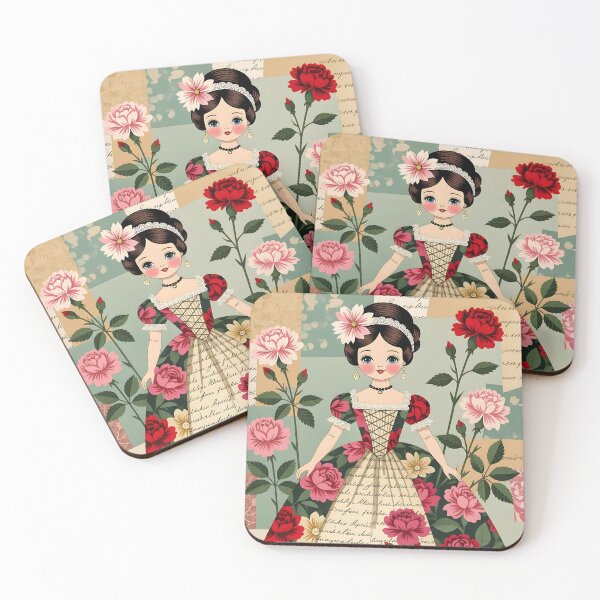Item preview, A retro collage artwork featuring a Jane Austen regency period cute doll designed and sold by Ponted.
