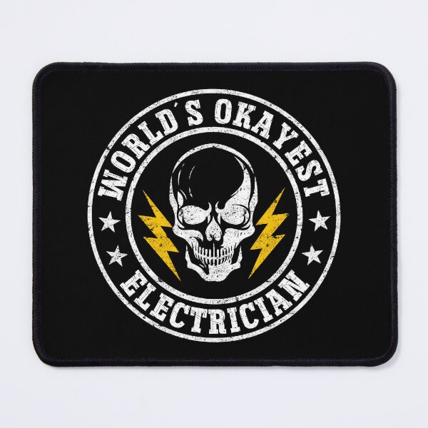 Item preview, World's Okayest Electrician Vintage Badge - Distressed Skull & Bolts designed and sold by Dmetalx Art Apparel.