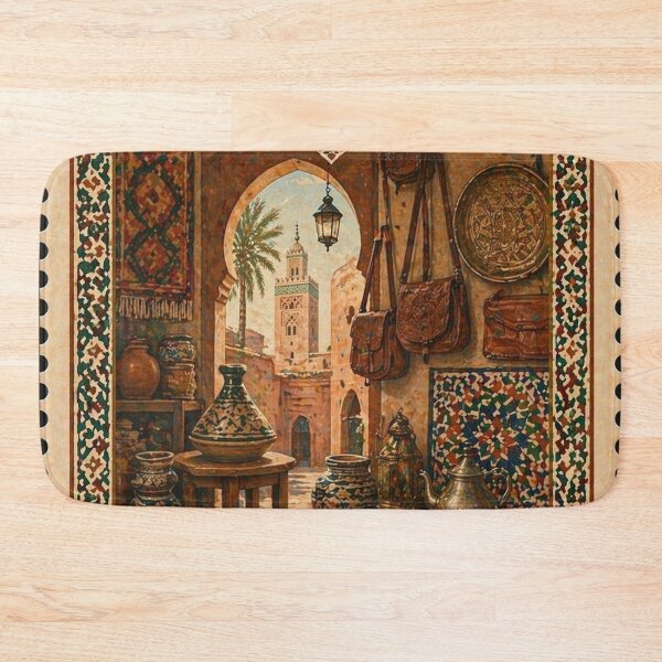 Item preview, Lost in Marrakech Vintage Poster – Moroccan Souk & Artisan Market Art designed and sold by hlldz.