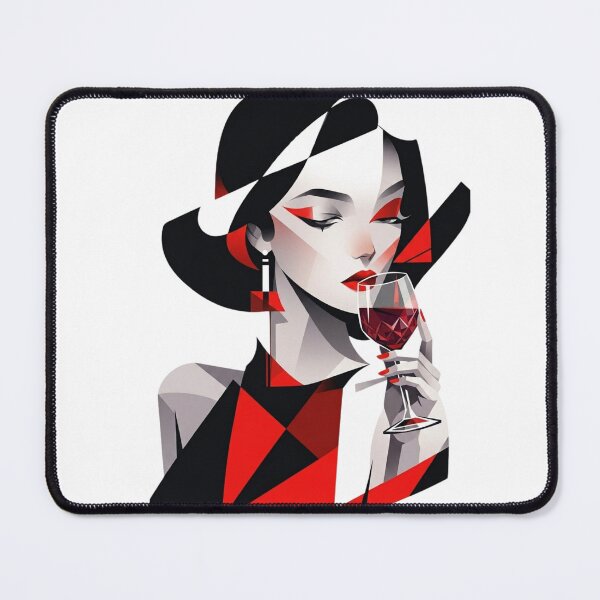 Item preview, Avant-Garde Red & Black Portrait - Geometric Fashion Art designed and sold by KireaDesigns.