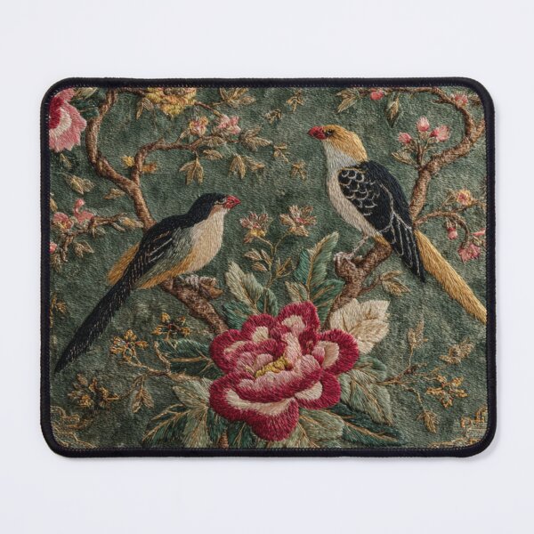 Item preview, Sage Chinoiserie Style Silk Floral Birdy Wildflowers Carpet designed and sold by GrinGalore.