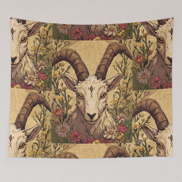 Item preview, Horned Goat Spirit Portrait - Pagan Nature designed and sold by bapupa.