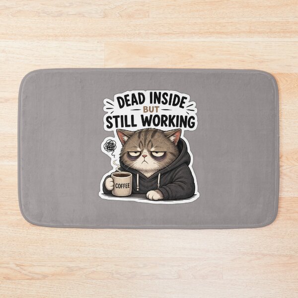Item preview, Dead Inside But Still Working Cat Sticker | Funny Tired Office Meme designed and sold by K-Vibe Design Studio.