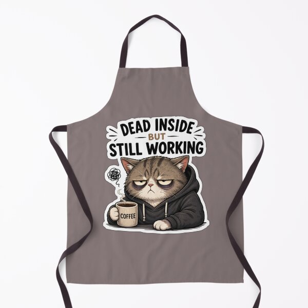 Item preview, Dead Inside But Still Working Cat Sticker | Funny Tired Office Meme designed and sold by K-Vibe Design Studio.