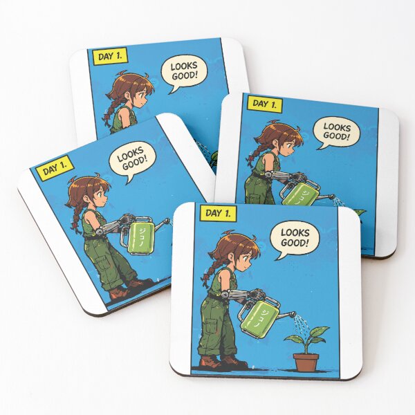 Item preview, Day 1 Looks Good Anime Girl Sticker - Cute Cyborg Gardening Art designed and sold by OuSfian1.