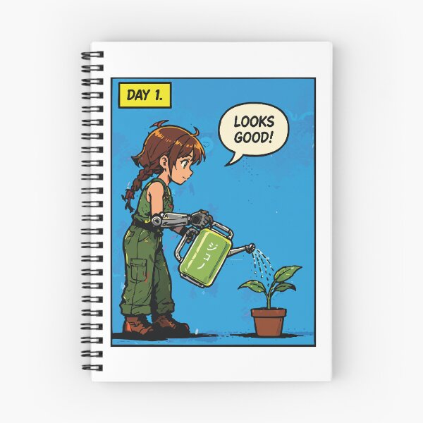 Item preview, Day 1 Looks Good Anime Girl Sticker - Cute Cyborg Gardening Art designed and sold by OuSfian1.