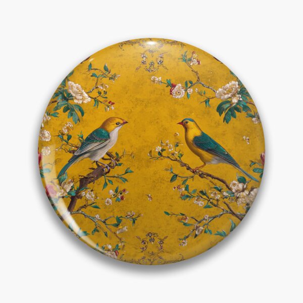 Item preview, Yellow Chinoiserie Style Silk Floral Birdy Exotic Carpet designed and sold by GrinGalore.