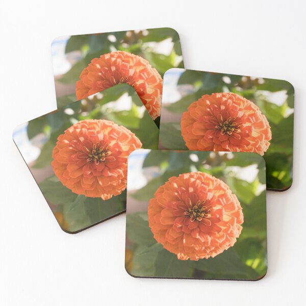 Item preview, Happy Bright Orange Zinnia Blossoms designed and sold by Georgia Mizuleva.