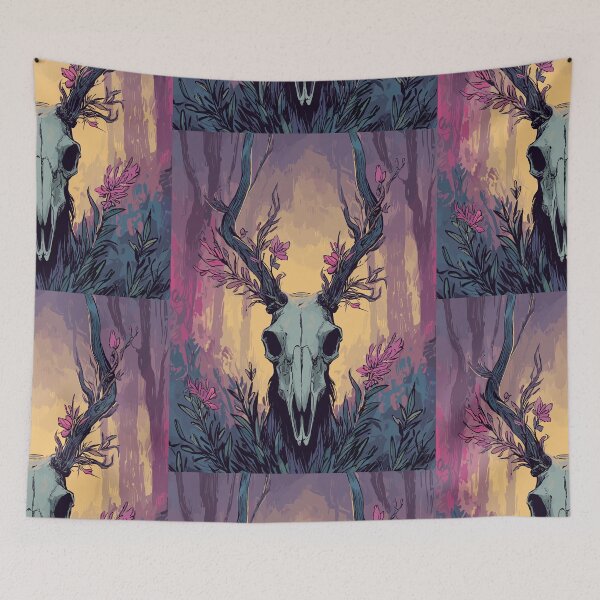 Item preview, Flowering Stag Skull Totem - Pagan Symbolism designed and sold by bapupa.