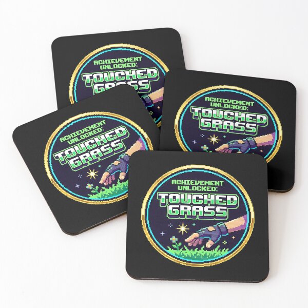 Item preview, Achievement Unlocked Touched Grass - Retro Pixel Art Gamer Design designed and sold by Recovering Pessimist.