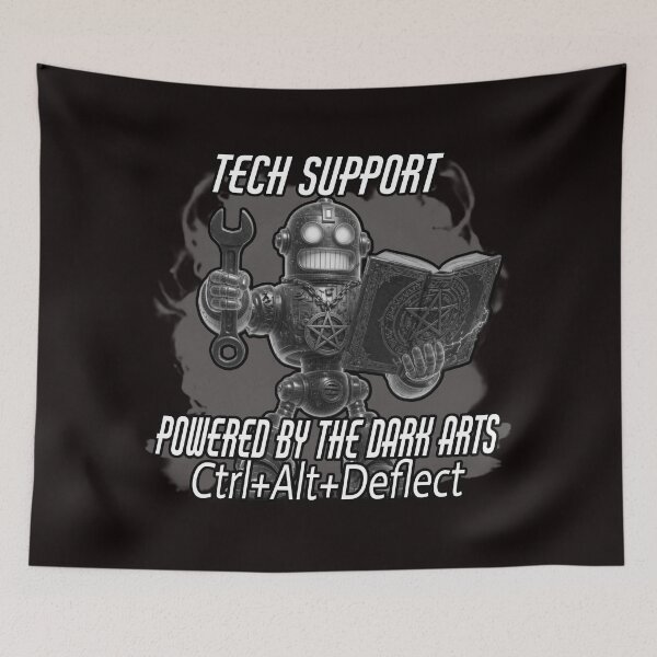 Item preview, Tech Support — Powered by the Dark Arts & Ctrl+Alt+Deflect | Funny IT Shirt | Sysadmin Gift | Programmer Humor | Geek Tee designed and sold by A-T-H.