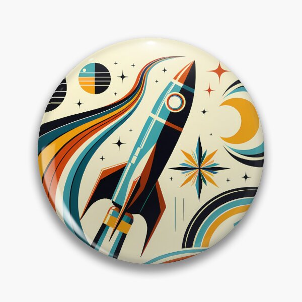 Item preview, Retro Rocket Through Cosmic Rings designed and sold by InkSmithery.