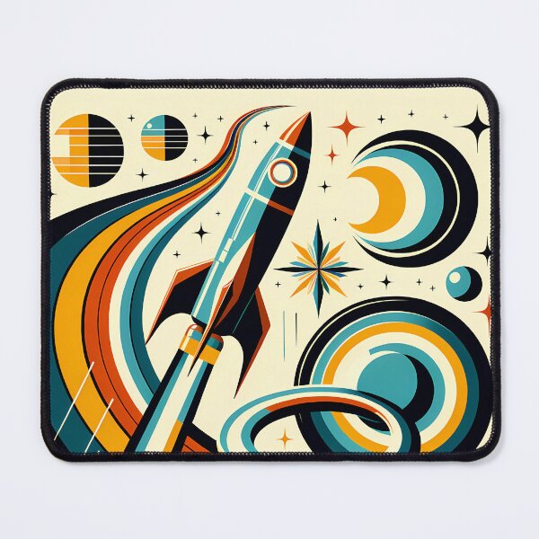 Item preview, Retro Rocket Through Cosmic Rings designed and sold by InkSmithery.