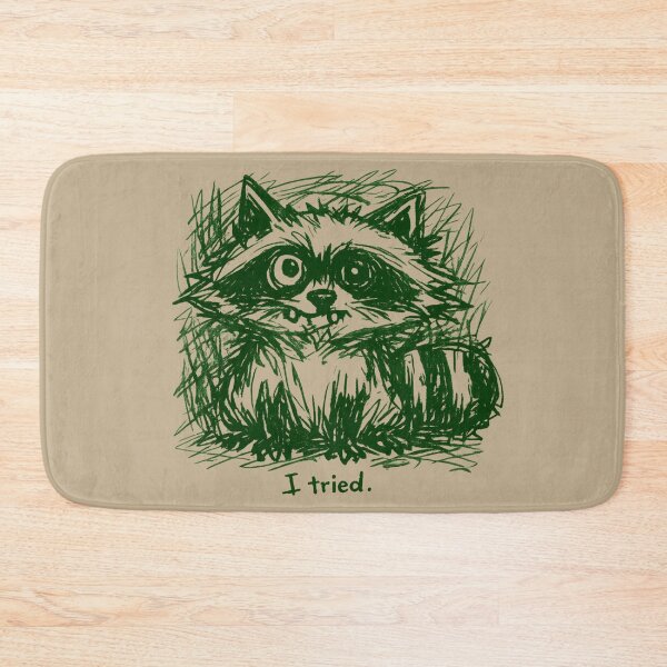 Item preview, Ugly Cute Raccoon “I Tried” – Messy Sketch Anti Design Forest Green designed and sold by JonelCrafts.