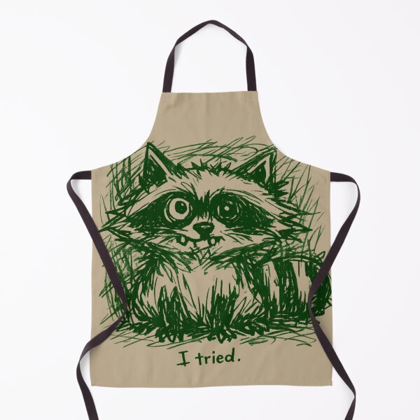 Item preview, Ugly Cute Raccoon “I Tried” – Messy Sketch Anti Design Forest Green designed and sold by JonelCrafts.
