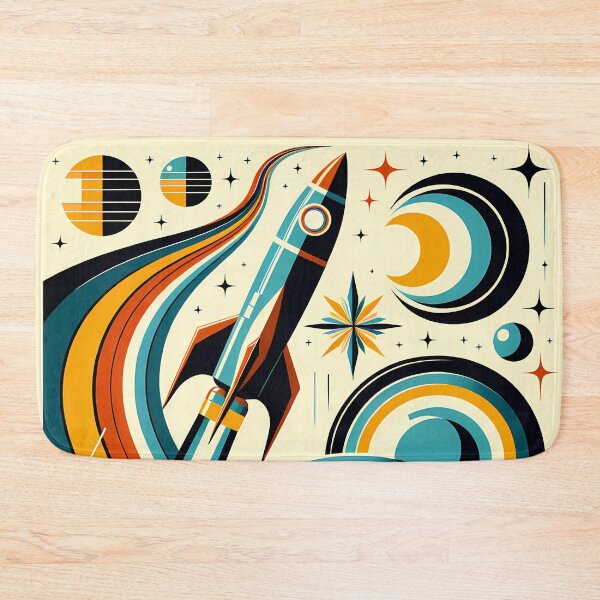 Item preview, Retro Rocket Through Cosmic Rings designed and sold by InkSmithery.