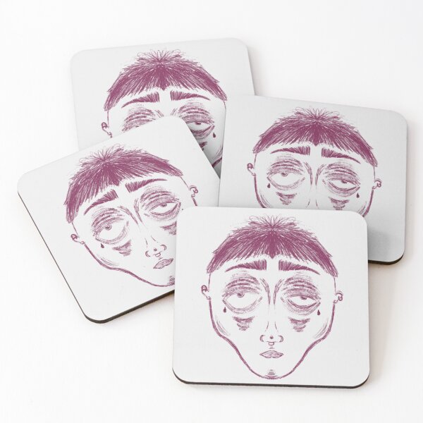 Item preview, Tired Face – Sad Aesthetic Sketch Portrait  designed and sold by Ikumy.