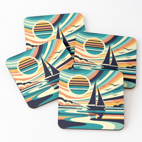 Item preview, Geometric Sailboat at Sunset designed and sold by InkSmithery.