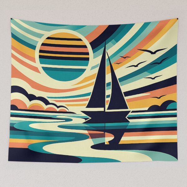 Item preview, Geometric Sailboat at Sunset designed and sold by InkSmithery.