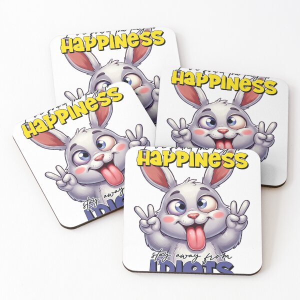 Item preview, I’ve Found the Key to Happiness Funny Bunny – Stay Away From Idiots Meme designed and sold by ColorFlick.