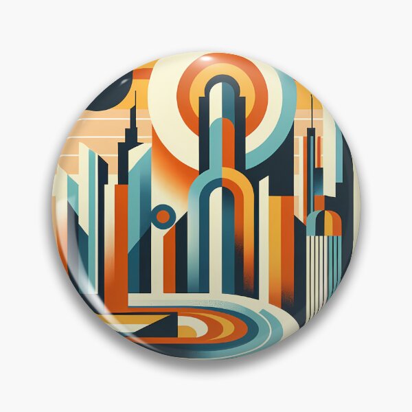 Item preview, Retro Futurist Cityscape with Sun and Curved Road designed and sold by InkSmithery.