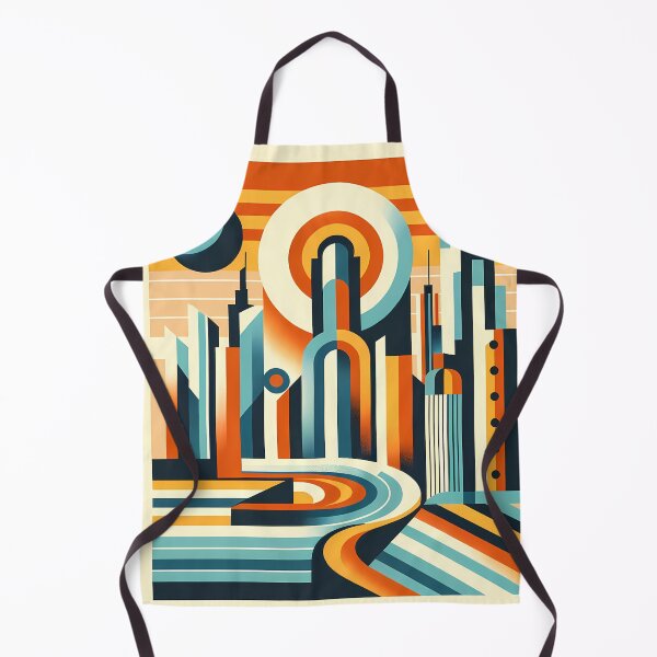 Item preview, Retro Futurist Cityscape with Sun and Curved Road designed and sold by InkSmithery.