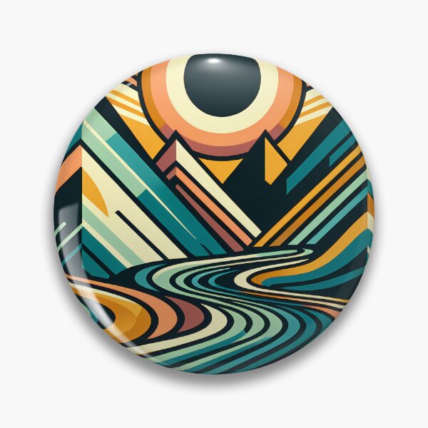 Item preview, Geometric Mountain Sunrise Landscape designed and sold by InkSmithery.