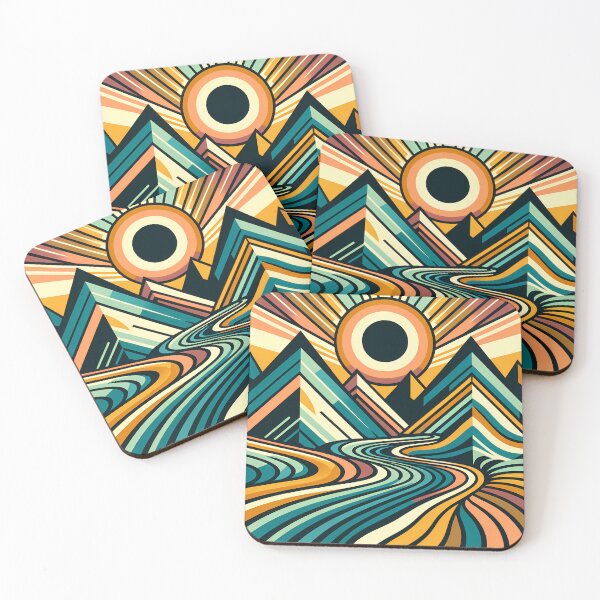 Item preview, Geometric Mountain Sunrise Landscape designed and sold by InkSmithery.