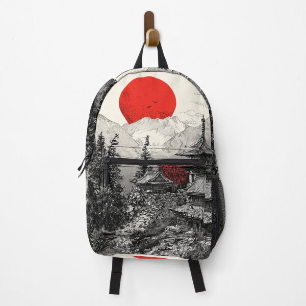 Item preview, Vintage Japanese Temple Red White Black Art designed and sold by GrinGalore.