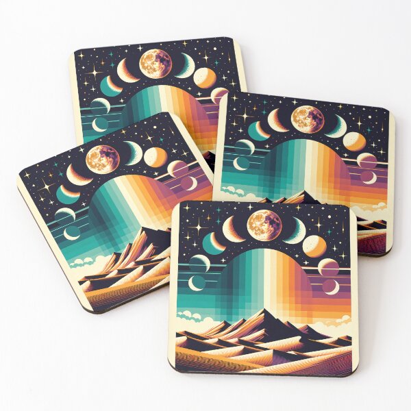 Item preview, Geometric Moon Phases Over Desert Mountains designed and sold by InkSmithery.