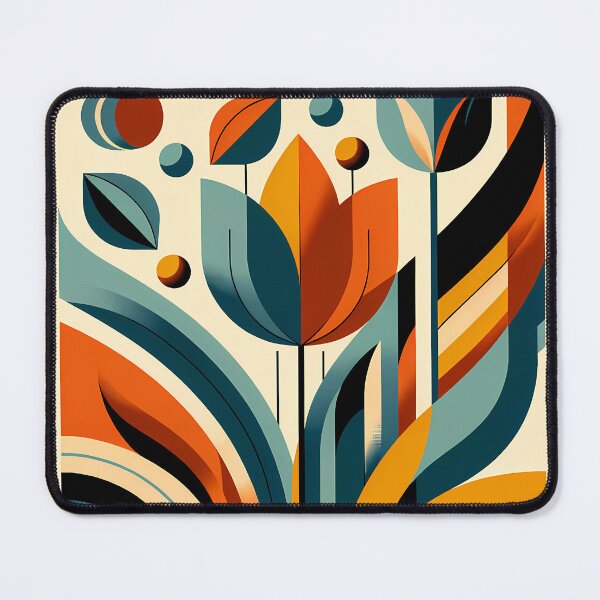 Item preview, Geometric Botanical Flower in Teal and Orange designed and sold by InkSmithery.