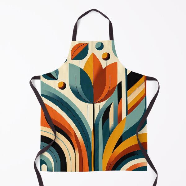 Item preview, Geometric Botanical Flower in Teal and Orange designed and sold by InkSmithery.